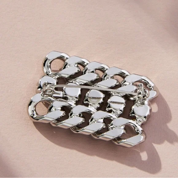 Anthropologie Silver Brooch with Chain Design - Picture 6 of 6